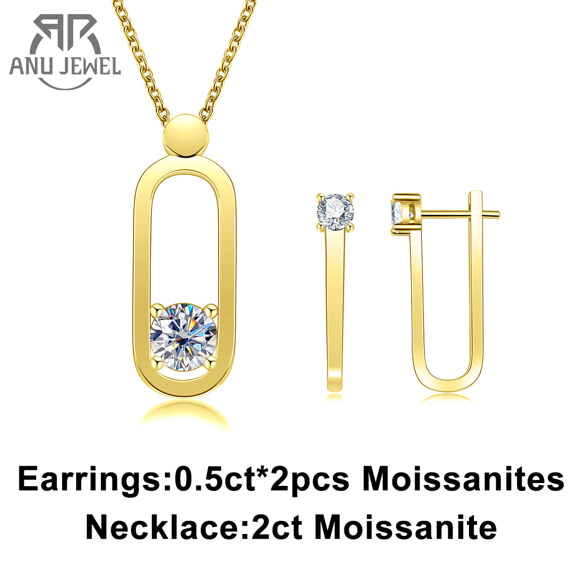 Ansi Chain - AnuJewel 2ct D Farbe Moissanit Pin