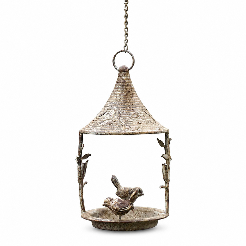 Xcm Chain - Hängender Vogelfutterspender, Rustikales Vintage-Metall-Vogelbad mit 35